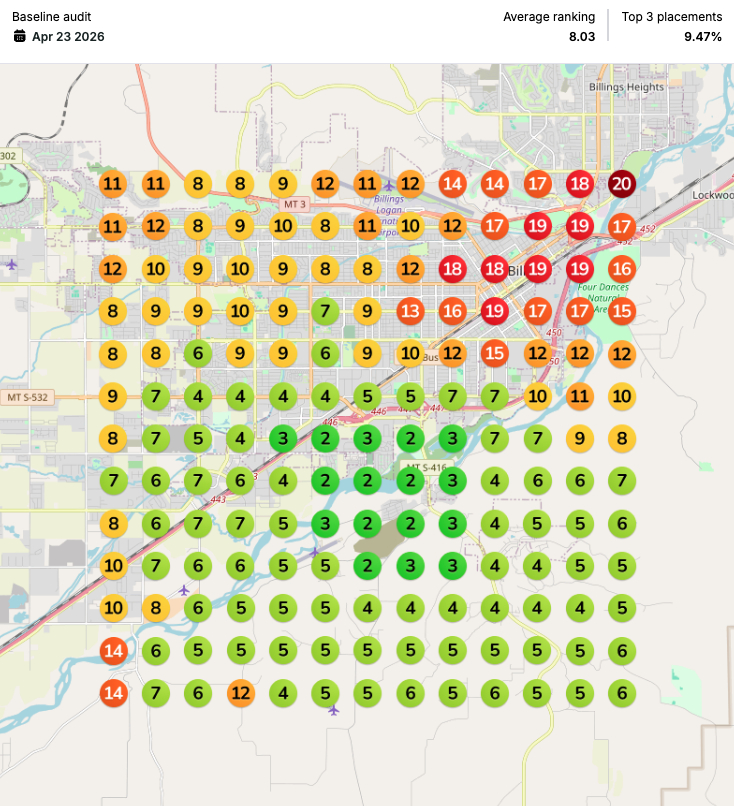 Before — Google Map Pack rankings for HVAC Repair in Billings, MT